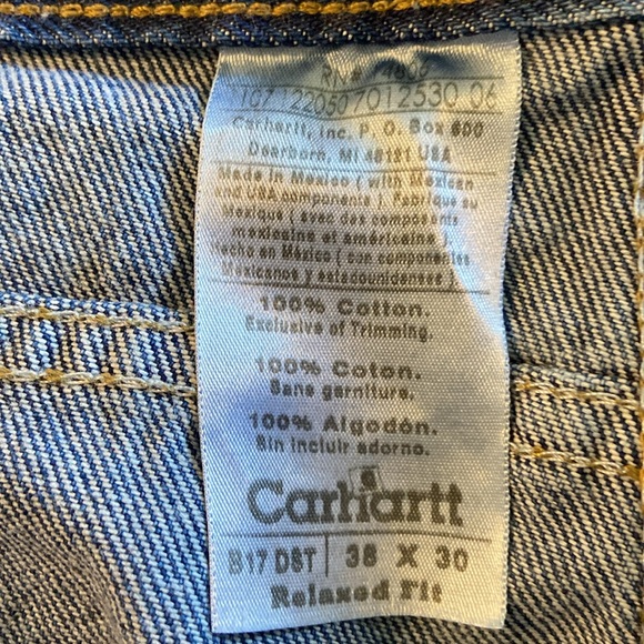 Carhartt Big and Tall NWT 38 X 30 Dark Wash Relax Fit Tapered Leg Jeans: 3108 - Picture 8 of 10